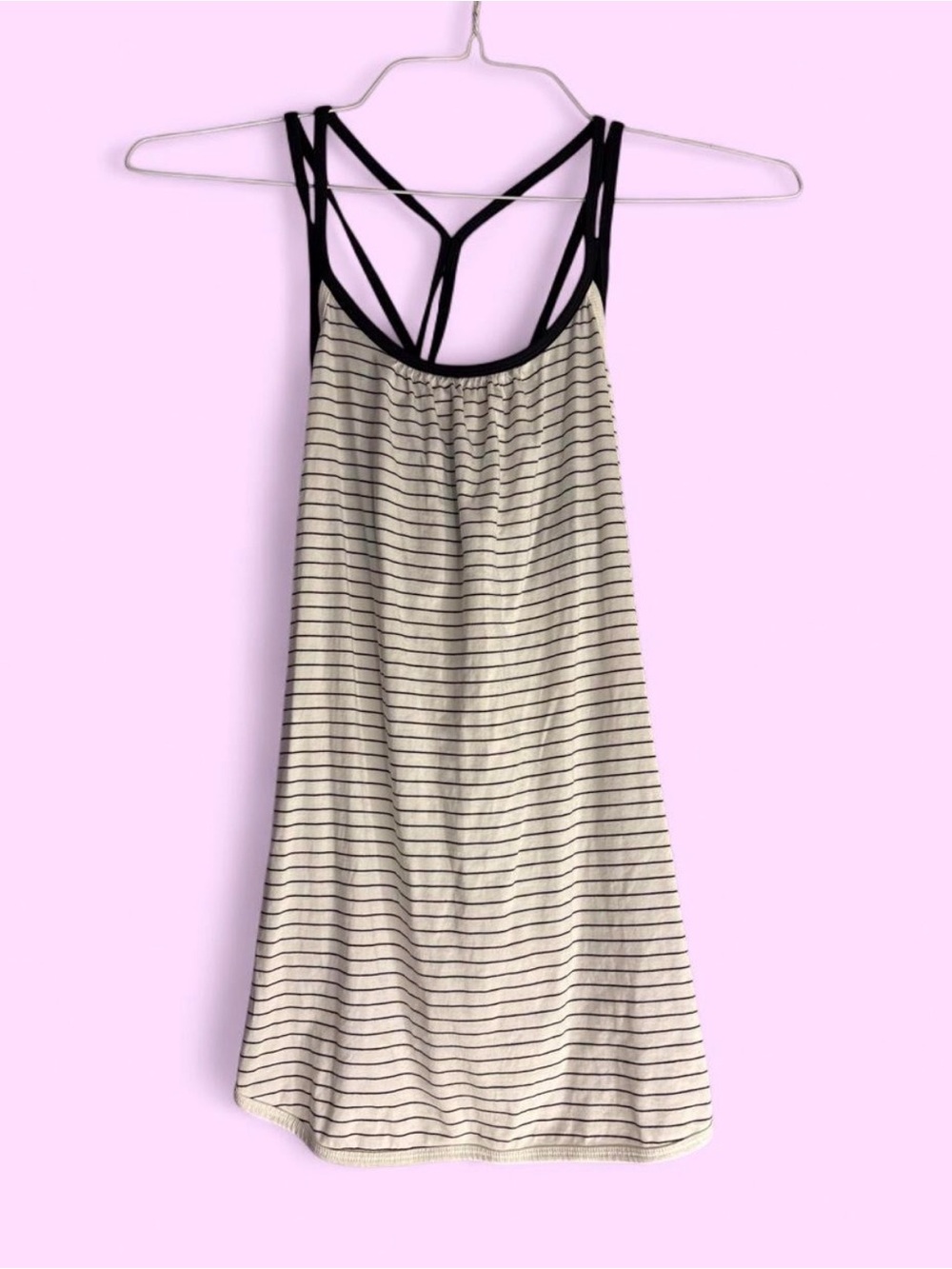 Calia Striped white and Black Sleeveless Tank with Strappy Back
